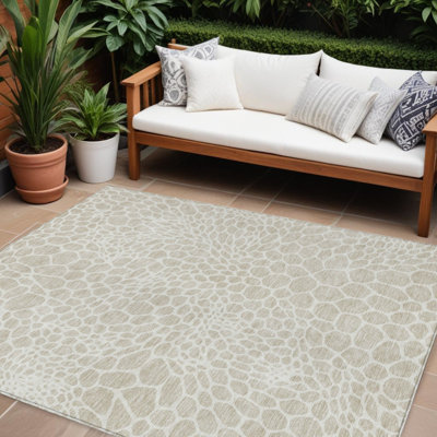 Tapis intérieur / extérieur lavable beige et ivoire HomeRoots 9 pi x 12 pi