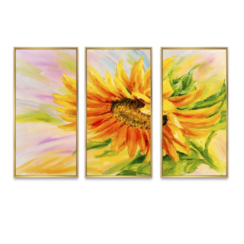 3 pièces, peinture sur toile, Encadrement doré, L 36 po x H 20 po