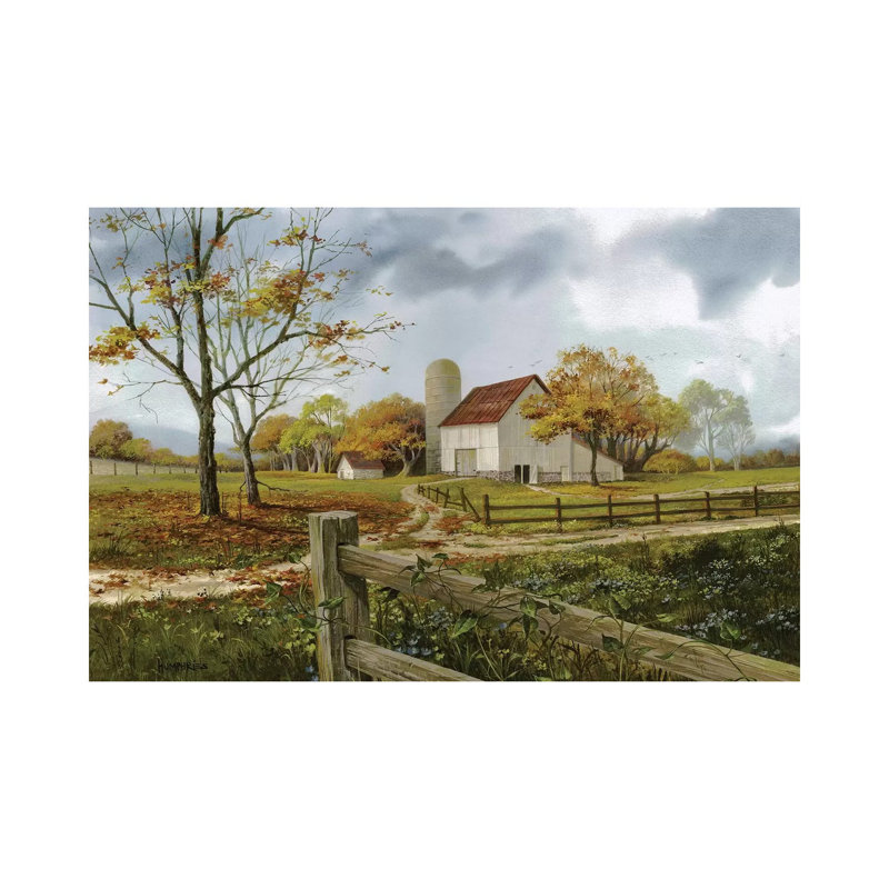 Automne grange - reproduction d'art sur toile tendue, H 12 po x l 18 po x 1,5 po
