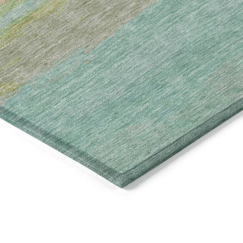 Lavender and Multicolor Stripe Synthetic Washable Rug 20" x 30"