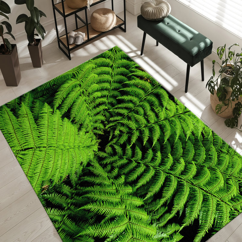 Stylish Non Woven Thin Type Printed Rug with Elegant Floral and Leaf Design for Indoor Use, Rectangle 3'11" x 5'11"