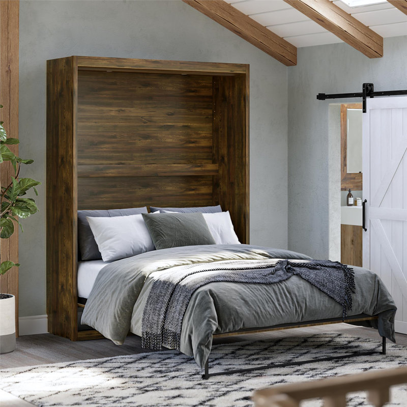 Elwina Full Murphy Wall Bed, Rustic, Full