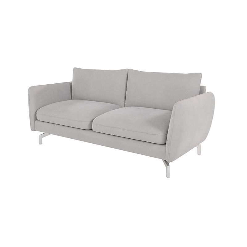 Modern Sofa 3 Seater  with Silver Metal Legs, Silver