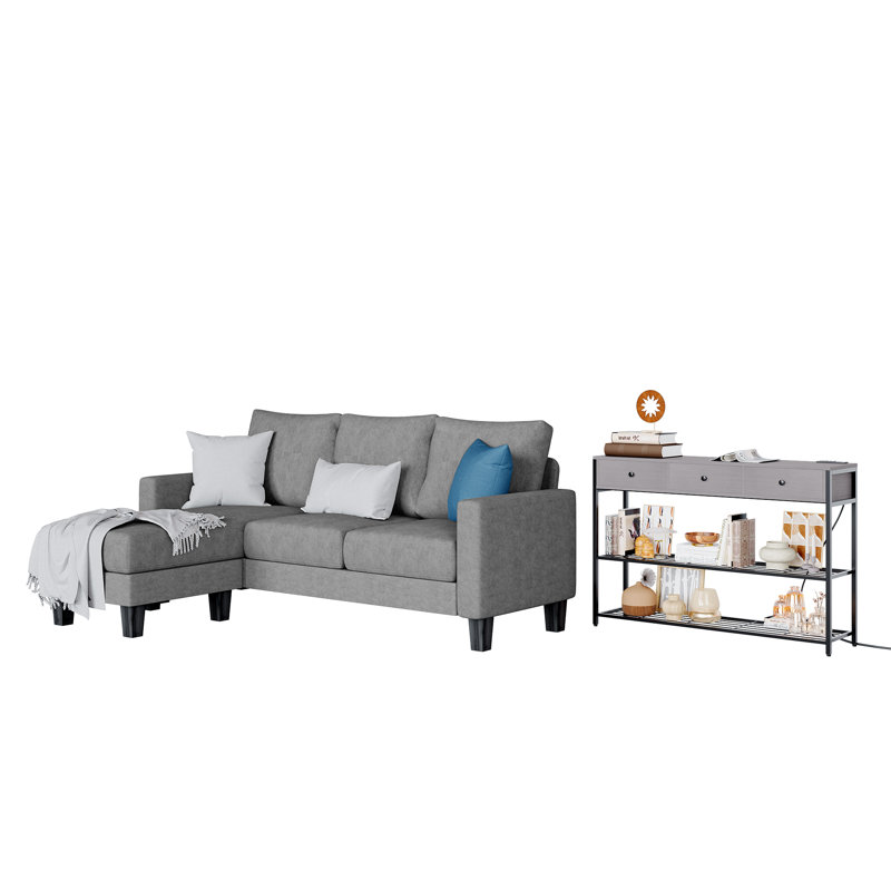 Upholstered Sectional with 47.2" Wide Sofa Table