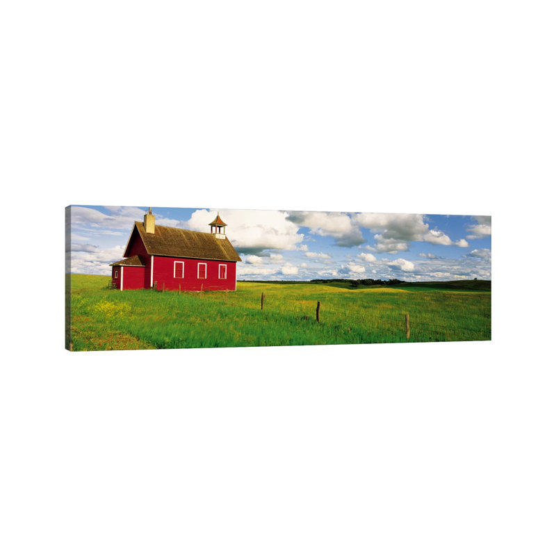 Red Prairie Schoolhouse, Battle Lake, Minnesota, USA - Wrapped Canvas Panoramic Print, 121.92 cm H x 40.64 cm W x 1.91 cm D