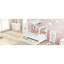 Lit simple en bois avec 2 tiroirs et tablette, blanc, attrayant pour le toit de la maison blanche, semi-fermé