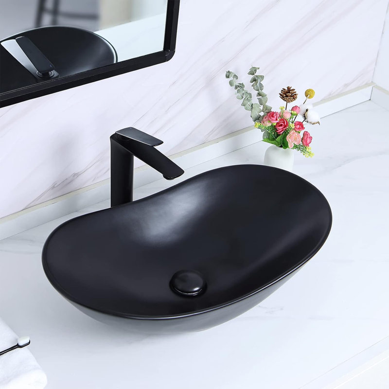 Lavabo vasque ovale 24,5 "x 13,8" Nordic Marble avec bonde escamotable