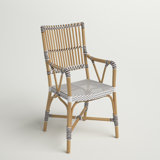 Monique Rattan Bistro Armchair - White with Cappuccino Dots