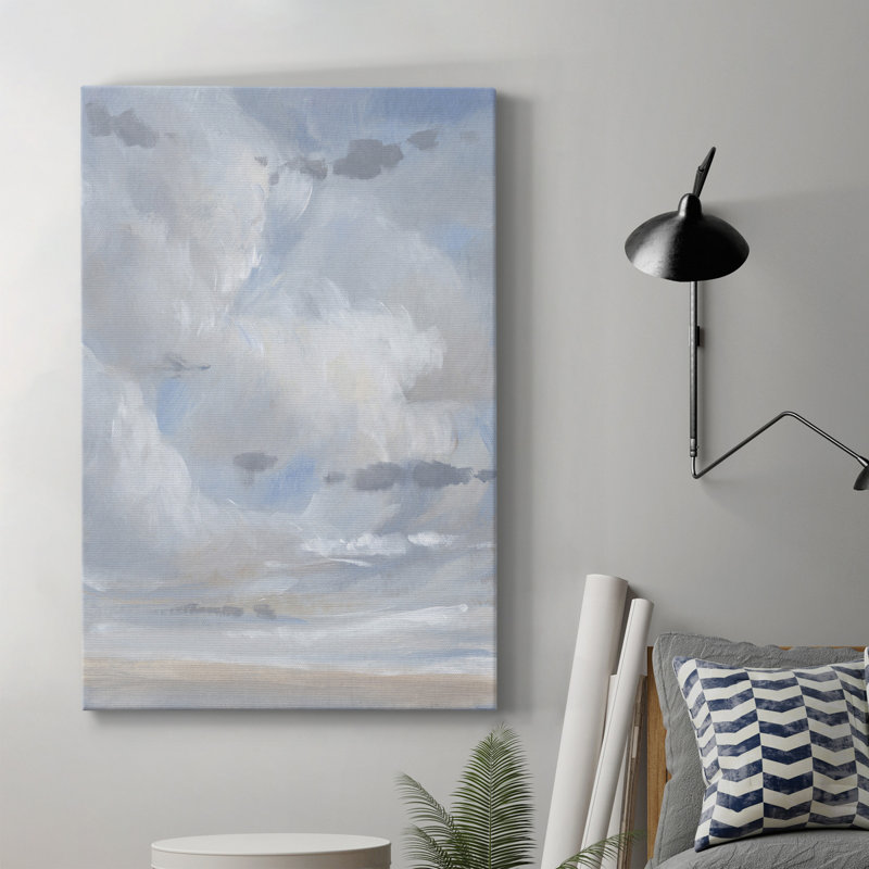 Toile encadrée de qualité supérieure bleu ciel II - prête à être accrochée, H 12 po x l 8 po, Toile tendue, Pas de tapis