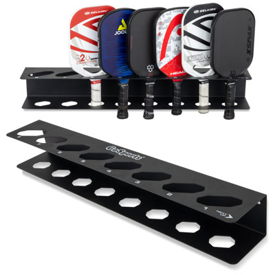 GoSports Pickleball Paddle Holder Rack - Fits 8 Pickleball Paddles - Fence Mount, Commercial Grade with Next Up Player Tracker