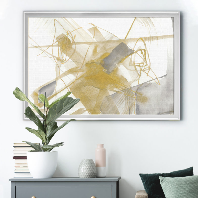 «Gold & Gray Exploration V», reproduction d'art sur toile encadrée, H 22,5 po x l 30,5 po x P 1,5 po, Argent
