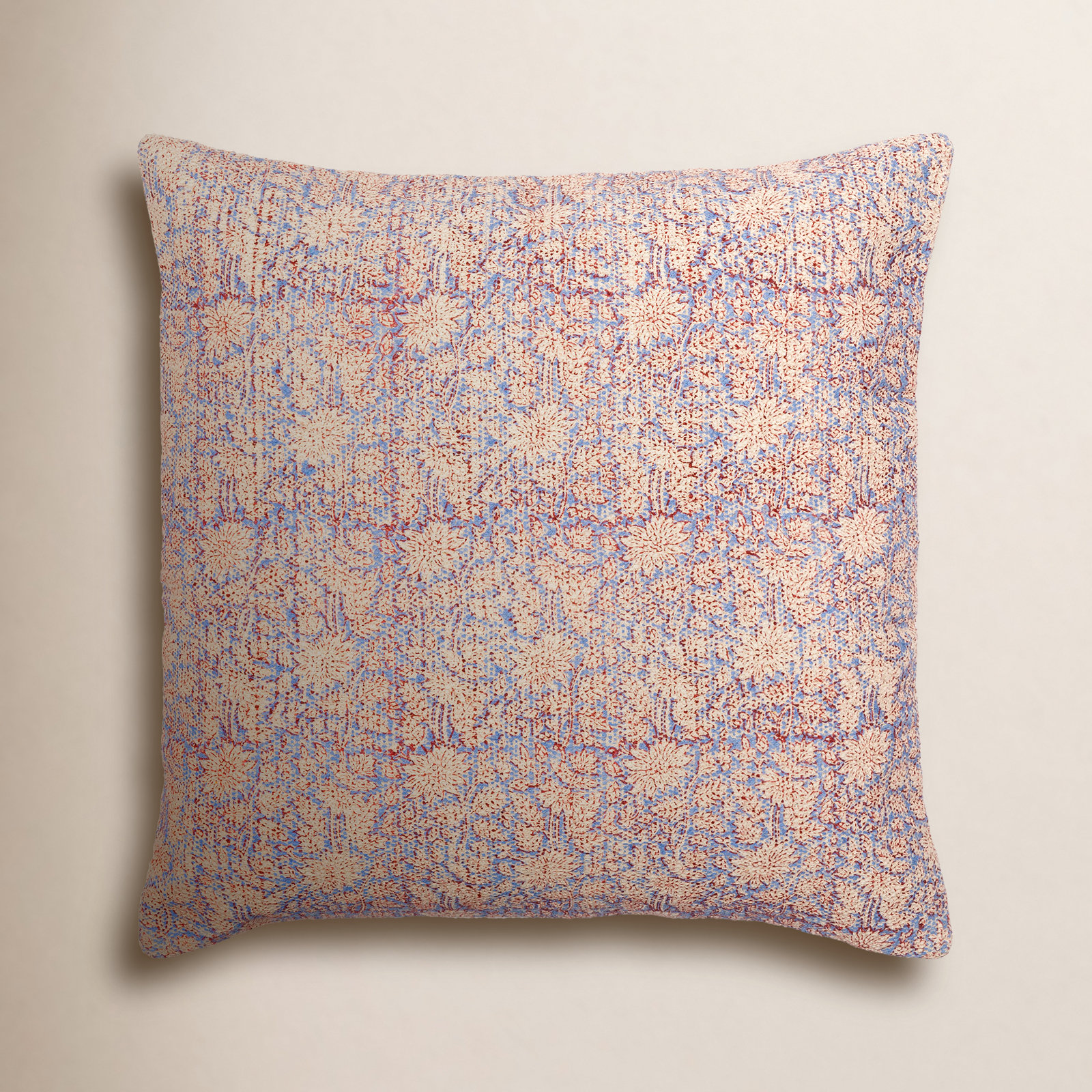 Marine Floral Cotton Throw Pillow, 18" x 18"