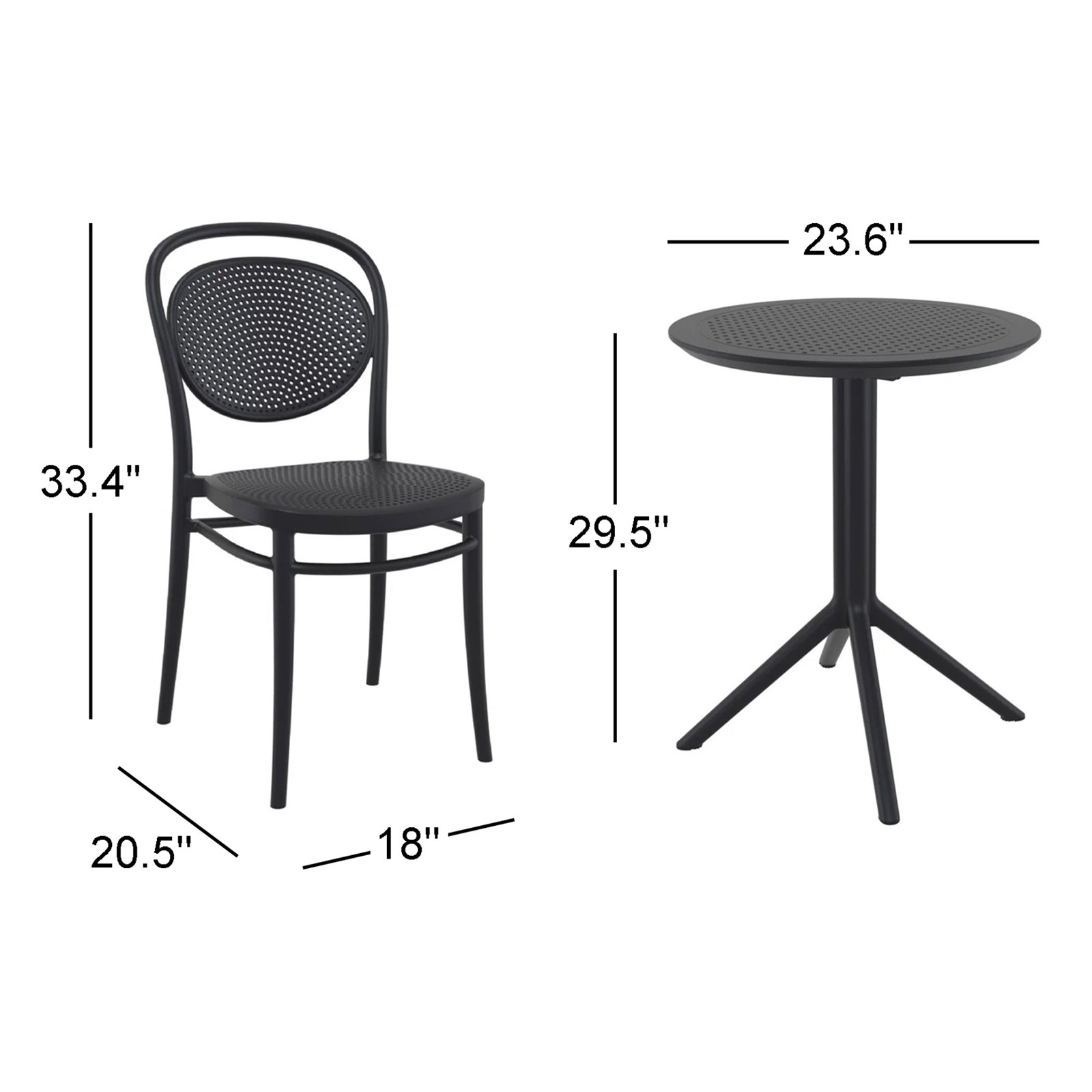 Farrah 24'' Round 2-Person Bistro Set, Black