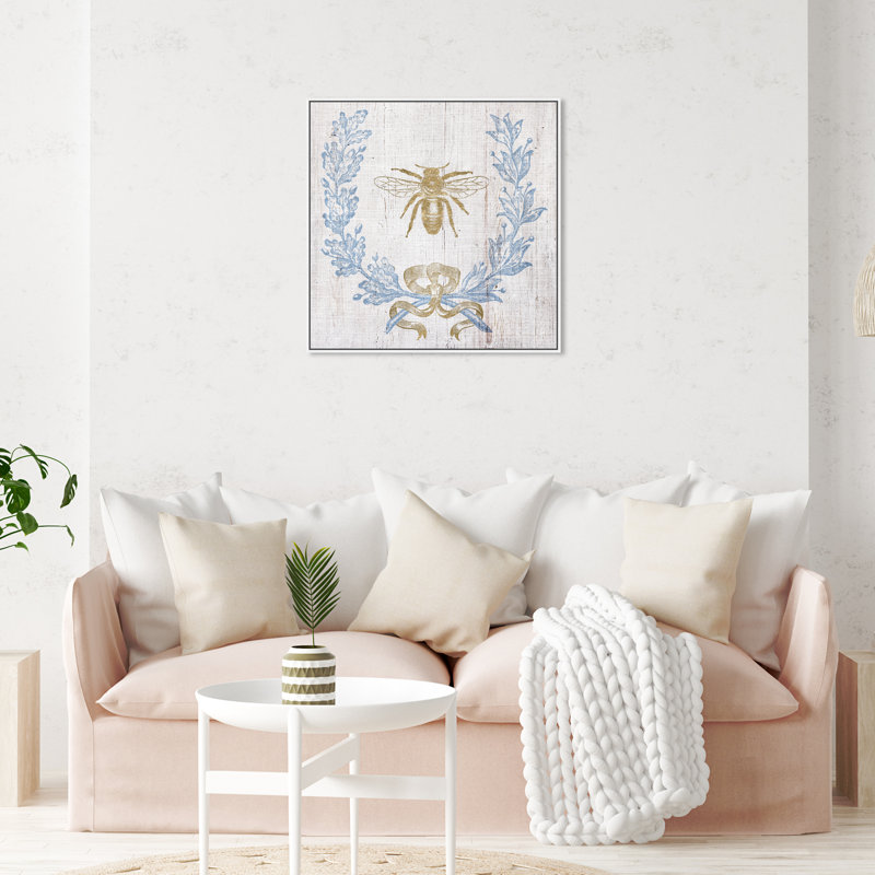 Couronne et ruban I - impression, Toile avec cadre blanc, H 31 po x l 31 po