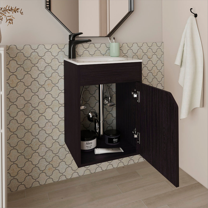 Bathroom Floating Vanity with a Door, Wenge