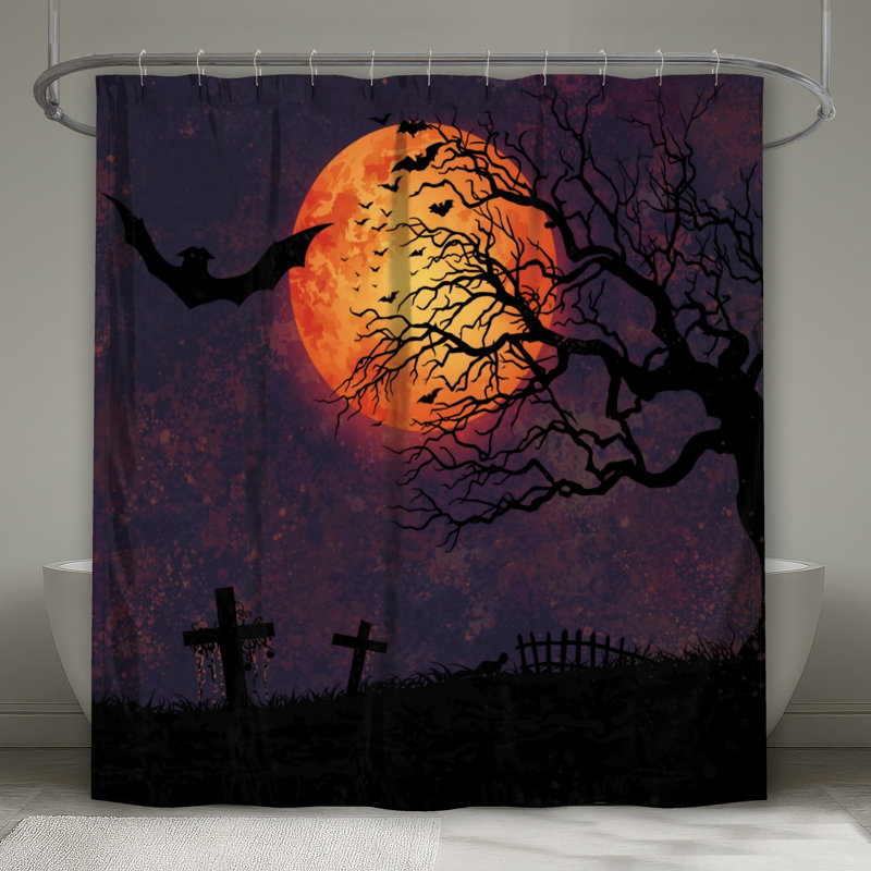 Halloween Night Scene Shower Curtains Extra Long, Halloween Night Art 5