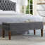 Banc avec rangement interne, velours gris foncé, design classique et moderne, structure en bois d'hévéa, L 48 po x l 18 po H 18,5 po, siège confortable pour s'habiller, chaussures de rangement style livres, chambre à coucher-897043896