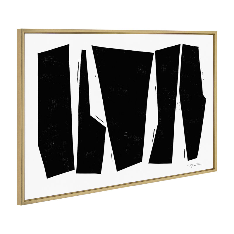 «Colliding Shapes» par déclaration sur toile encadrée, Doré