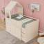 Lit mezzanine simple en bois avec bureau et tiroirs, tablettes-92460098