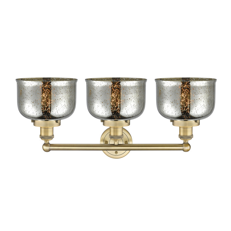Éclairage pour meuble-lavabo à 3 lumières à intensité variable Raykwan, Argent mercuré plaqué, Laiton brossé