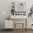 White & Gold Finish Makeup Vanity Desk with Lighted Mirror 5 Drawers Removable Side Cabinet Open Shelves & Stool Modern Bedroom Dressing Table -1742301286