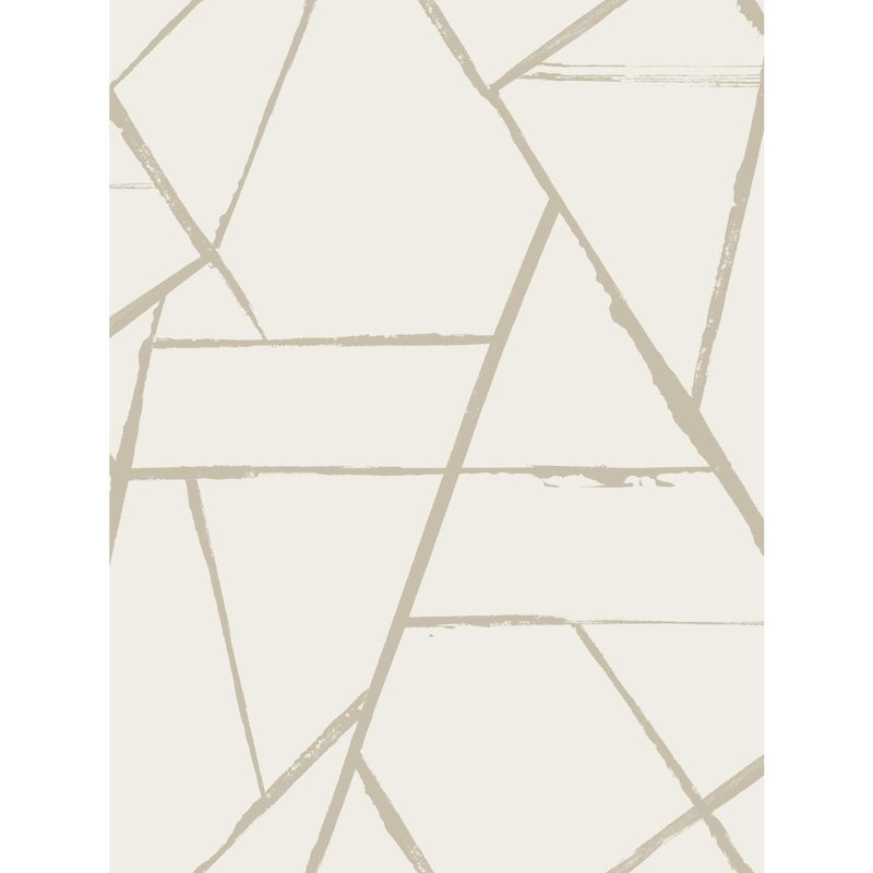 Geometric Wallpaper Double Roll, Beige Metallic