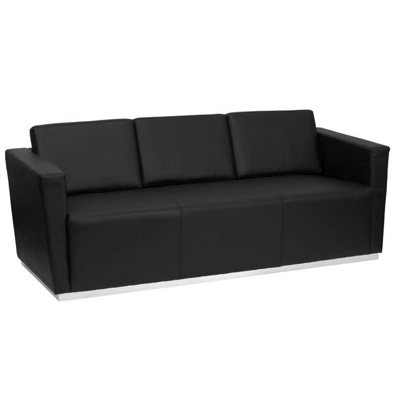 Canapé Murdocca Contemporary LeatherSoft avec base encastrée en acier inoxydable