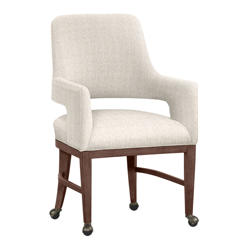 Chaise avec accoudoirs Josie, Perigold craie douce au toucher, Noyer