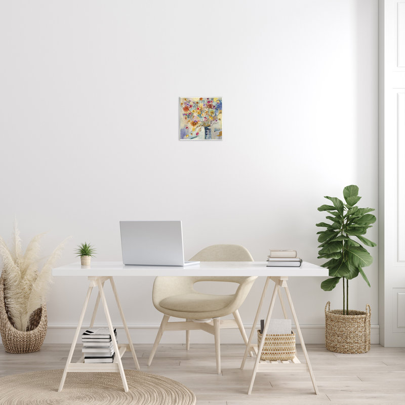 «Painted Flowers Line» par tiers et mur - reproduction encadrée
