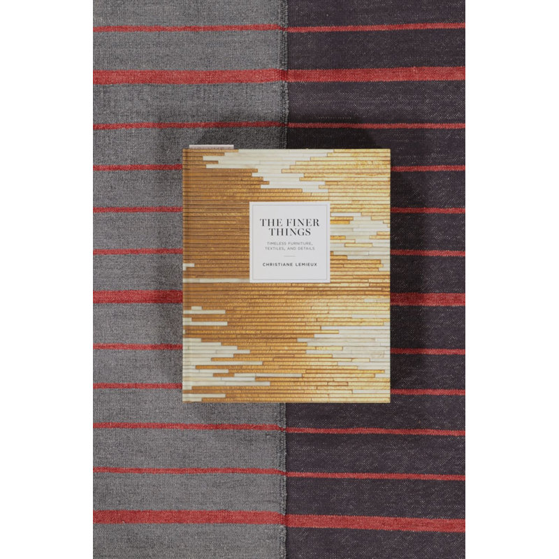 Rug & Kilim’S Contemporary India Dhurrie Rug In Gray And Red Geometric Stripes