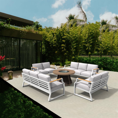 Dejoun 10 - Person Patio Conversation Set with Cushions