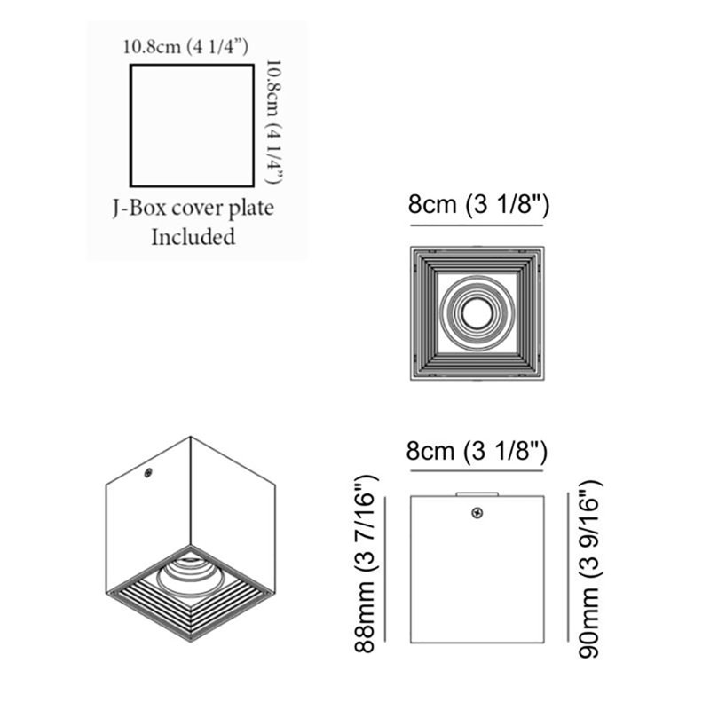 Dau Spot LED 1 - Light 3.125" Simple Square LED Flush Mount, Satin Aluminum