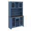 Armoire de cuisine 70,9 po bleu marine avec lumières DEL et prises de courant, buffet de style campagnard avec support à vin et porte-verre-1069163976