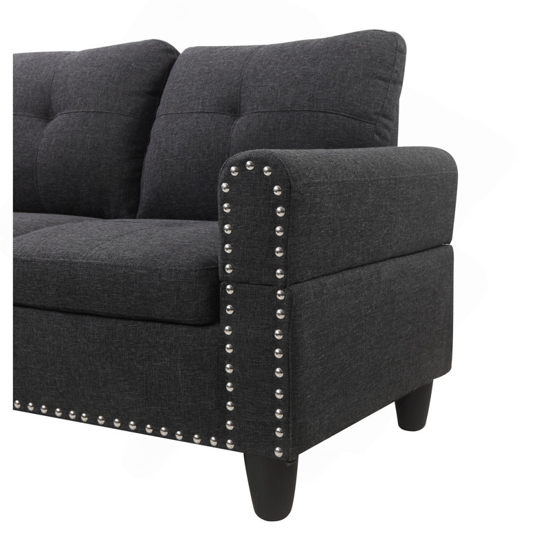 Méridienne 2 pièces faisant face à la gauche 98 po 2 pièces, Gris anthracite
