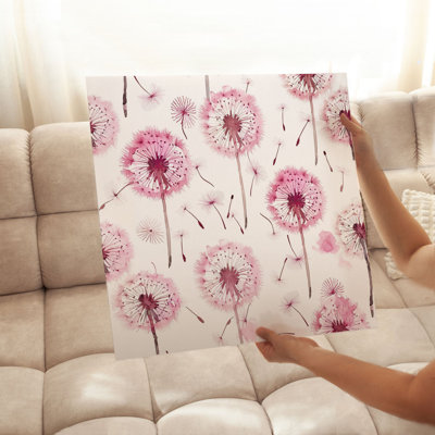 «Botanical Pink Dandelions VI», reproduction d'art moderne sans cadre