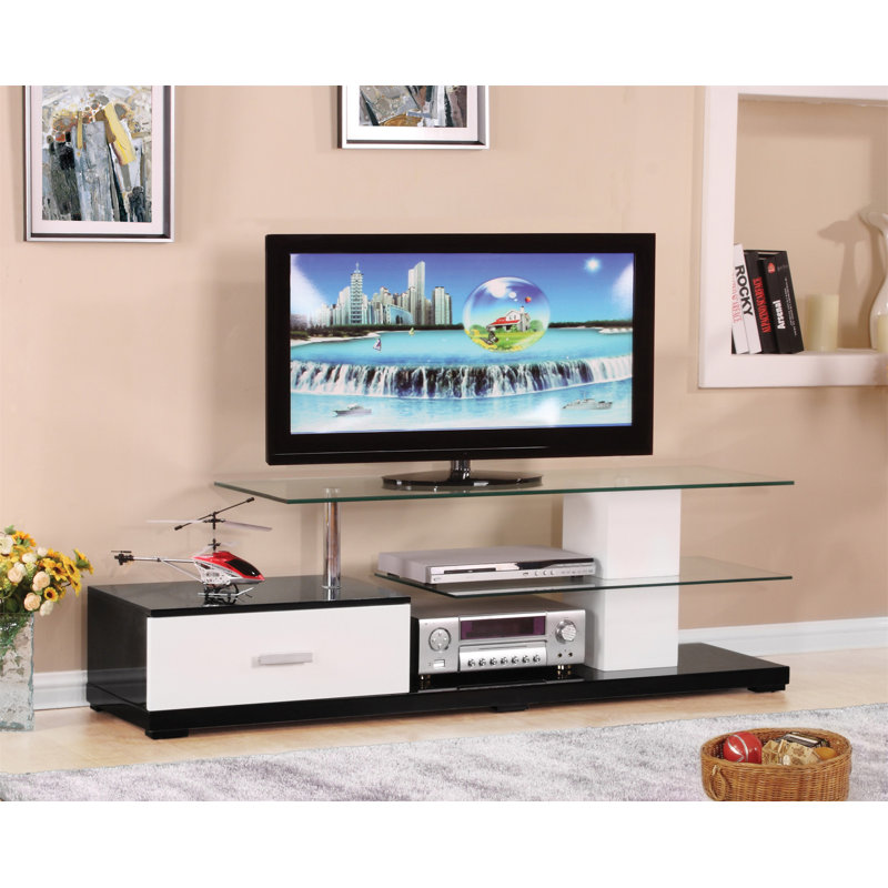 Ivana White & Black Finish TV Stand