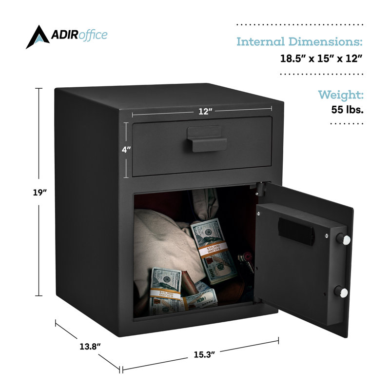 1.1 Cu. Ft. Steel Digital Depository Safe With Digital Keypad and 30 Key Cabinet