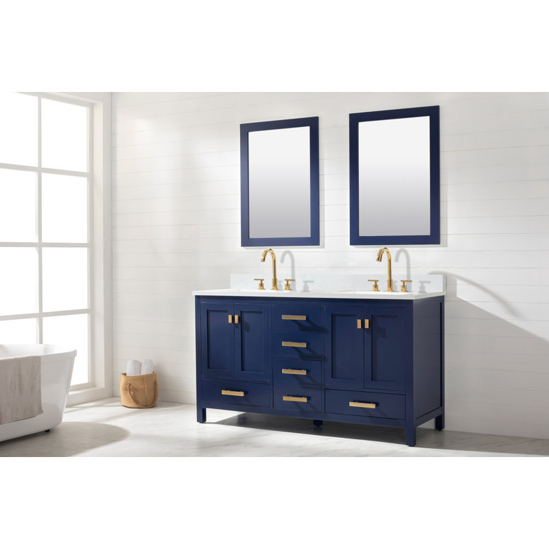 Ensemble de meuble-lavabo double 60 po Binion, Bleu