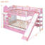 Lits superposés avec rangement Fun Castle Style, bois massif, rose