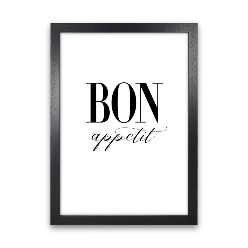 Bon Appetit - Print, 46cm H x 34cm W x 3cm D, Black Framed Canvas