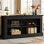 Console de 63 pouces avec rangement, long canapé d'entrée et table derrière le canapé-1064862949-1064862948