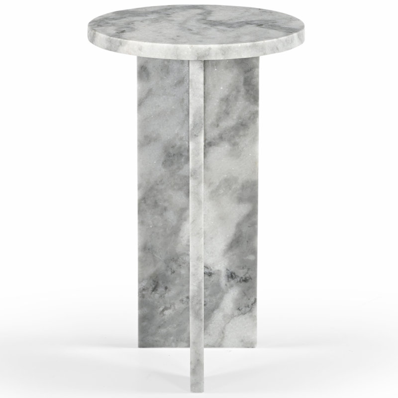 Devlin Marble Drink Table, White