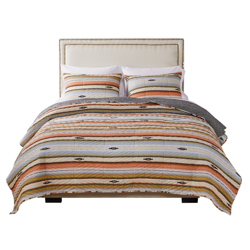 Twin Brown Microfiber Reversible Southwestern Quilt Set