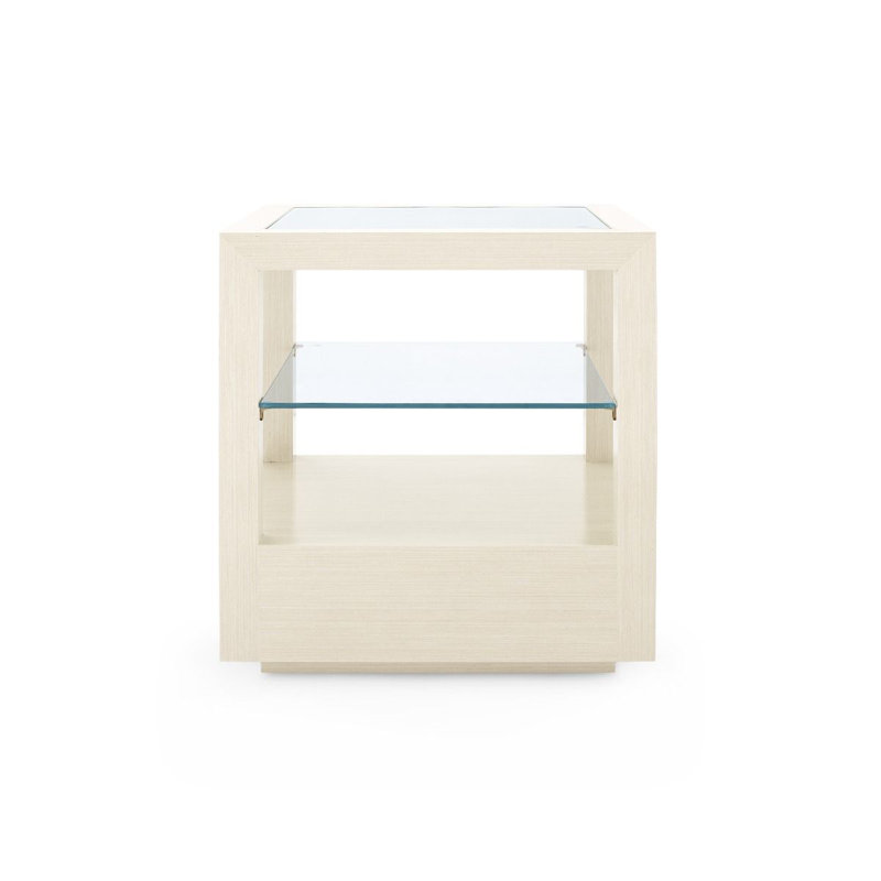 Gavin Glass End Table, Blanched Oak