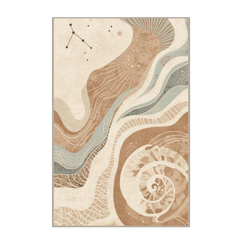 Tapis abstrait lavable à la machine Pavle Coastal - beige, 4 x 6
