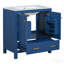 Meuble-lavabo bleu 30 po avec lavabo simple, meuble-lavabo sous-comptoir, armoire de rangement avec 2 portes et un tiroir, fermeture en douceur, rangement multifonctionnel, structure en bois massif-130186575