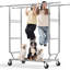 Double Rail Clothes Rack on Wheels, 295kg(650lbs) Capacity with Bottom Shelf, Extendable Length & Height-118673050