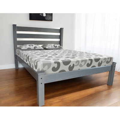 Gray Solid Wood Queen Bed Frame