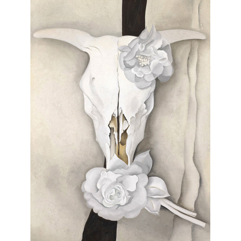 Crâne de vache avec roses calico