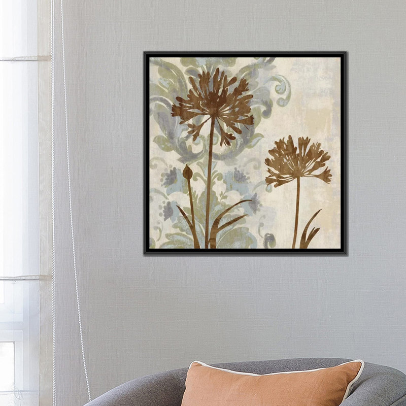 « floral oasis i », impression sur toile, H 26 po x l 26 po x P 1,5 po, Toile avec cadre noir, Pas de tapis